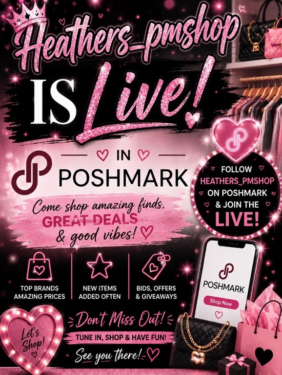 Handbags - Heathers_Pmshop Is Live! Poshmark Shop Graphic - Pink & Black Promo